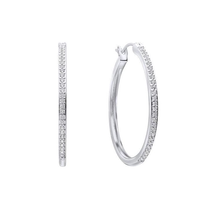 Diamonfire Silver Cubic Zirconia Hoop Earrings