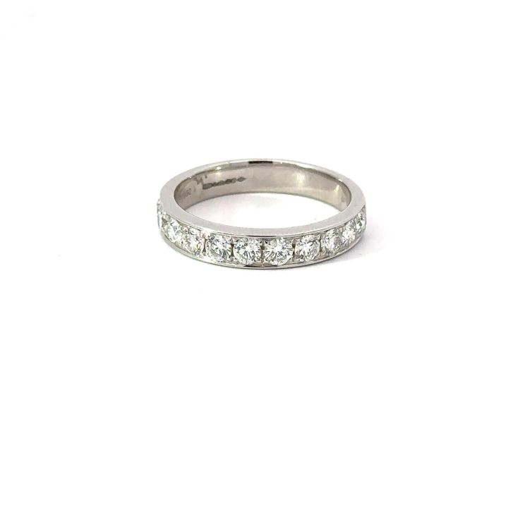 Platinum 1ct Diamond Grain Set Half Eternity Style Ring