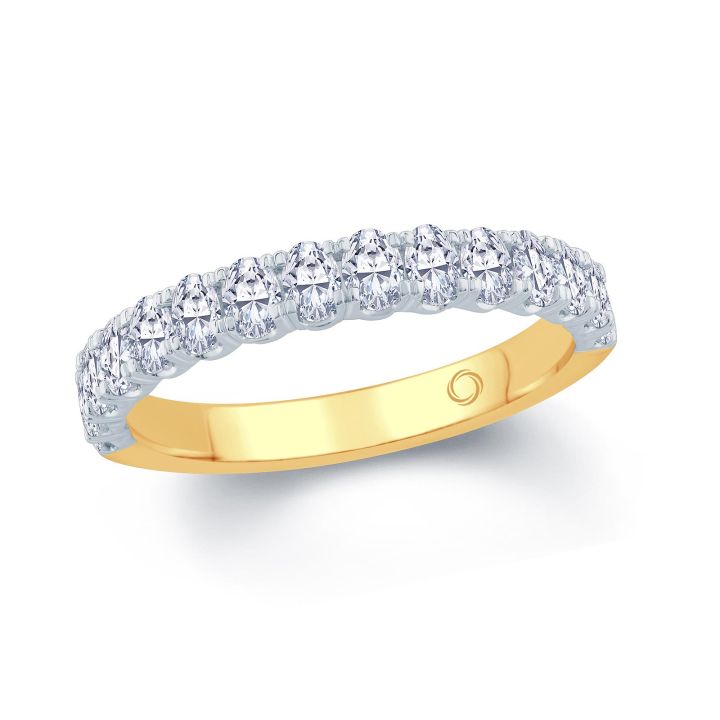 18ct Yellow & White Gold Oval Diamond Half Eternity Style Ring