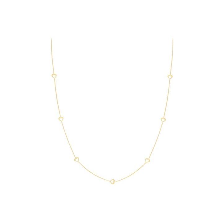 9ct Yellow Gold Heart Station Necklace