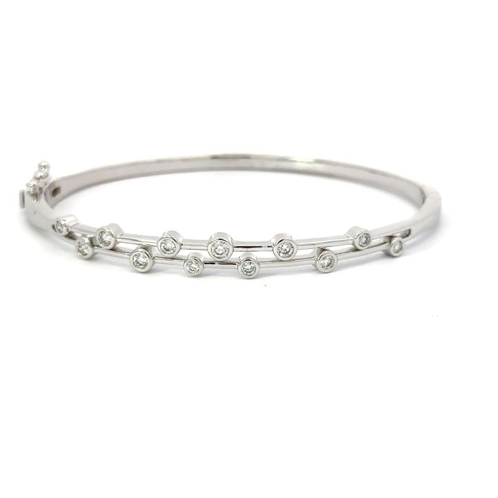 9ct White Gold Diamond Scatter Bangle