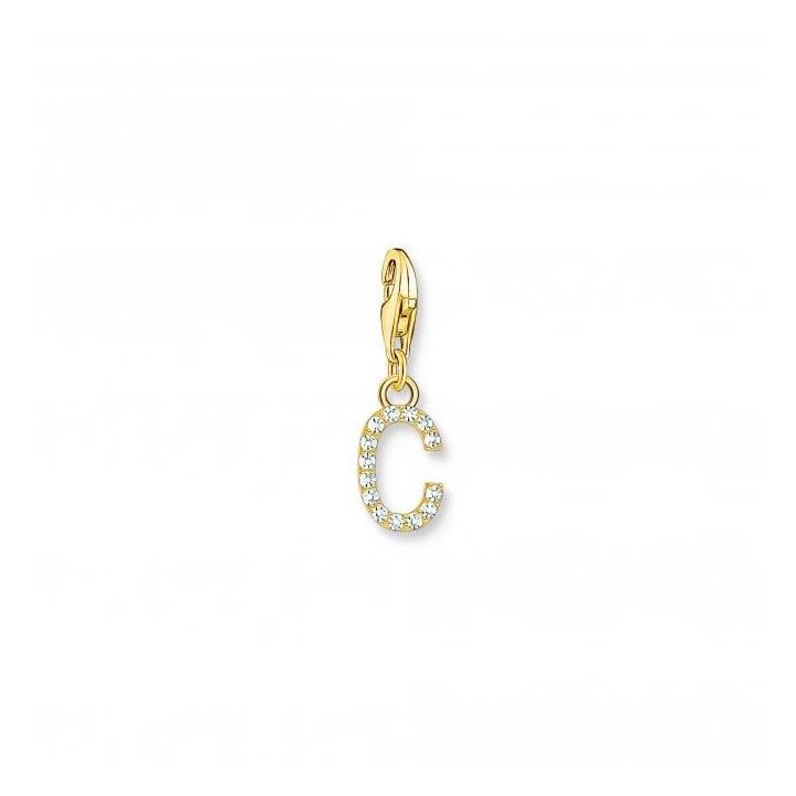 Thomas Sabo Gold Plated Zirconia Letter C Charm