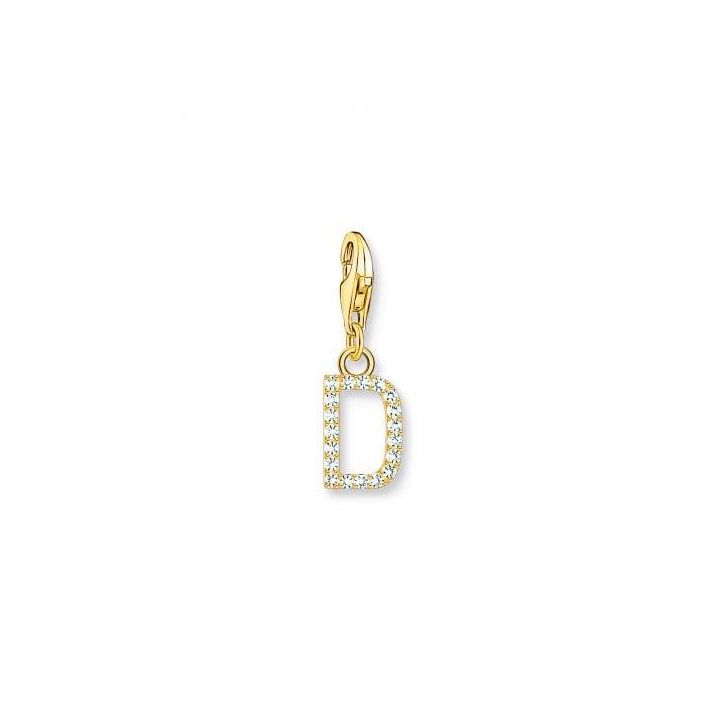 Thomas Sabo Gold Plated Zirconia Letter D Charm