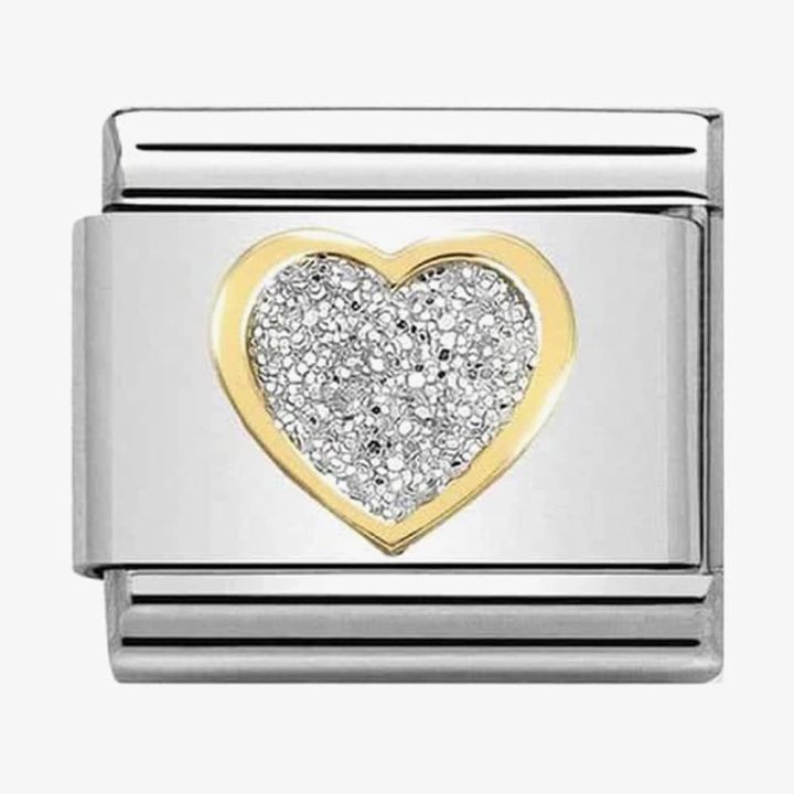 Nomination Classic Gold Glitter Heart Charm