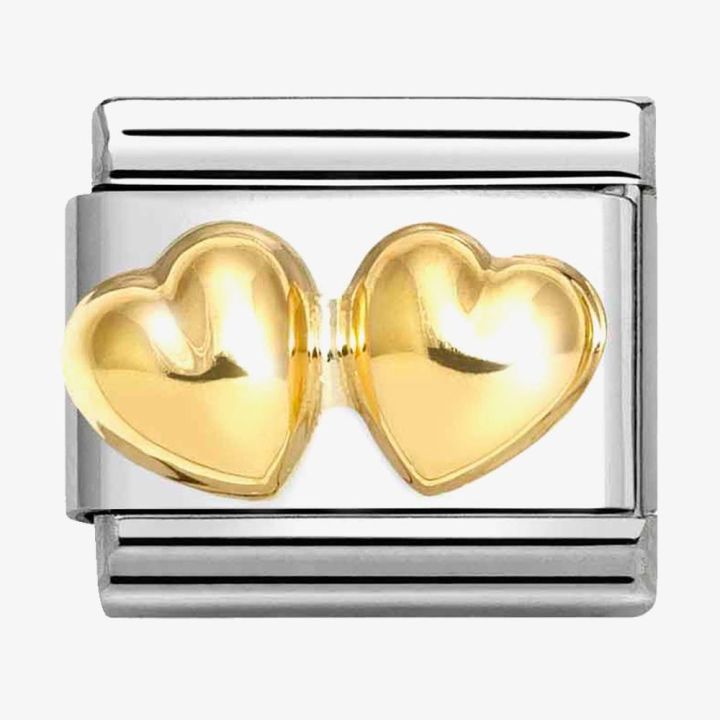 Nomination Classic Gold Double Hearts Charm