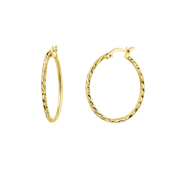 Mantra Gold Plated 25mm Twist Hoop Earrings