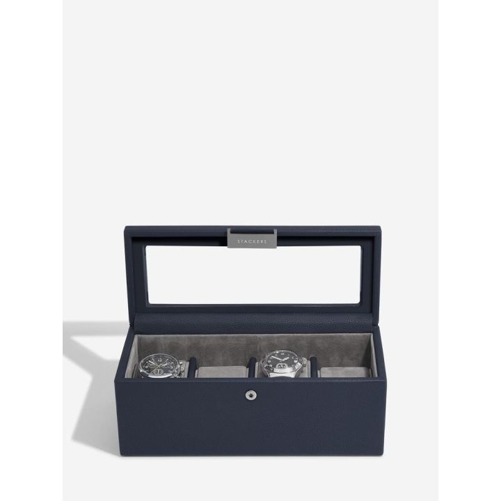 Stackers Navy Blue Four Piece Watch Box