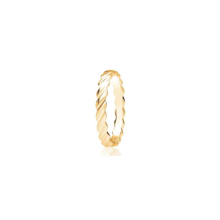 9ct Yellow Gold 3mm Wavy Line Scallop Edge Wedding Ring