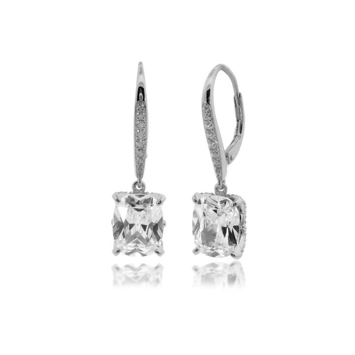 Georgini Silver Elaine Cushion Cut Drop Earrings