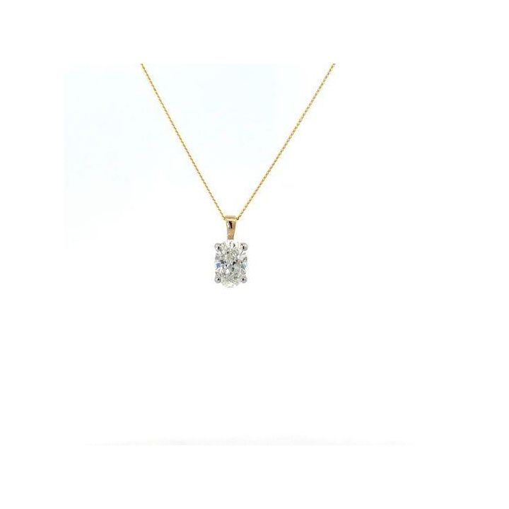 18ct Yellow & White Gold Oval Lab Grown Diamond Pendant