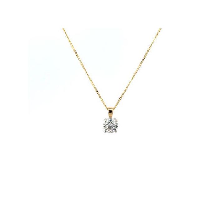 18ct Yellow & White Gold 0.70ct Round Lab Grown Diamond Pendant