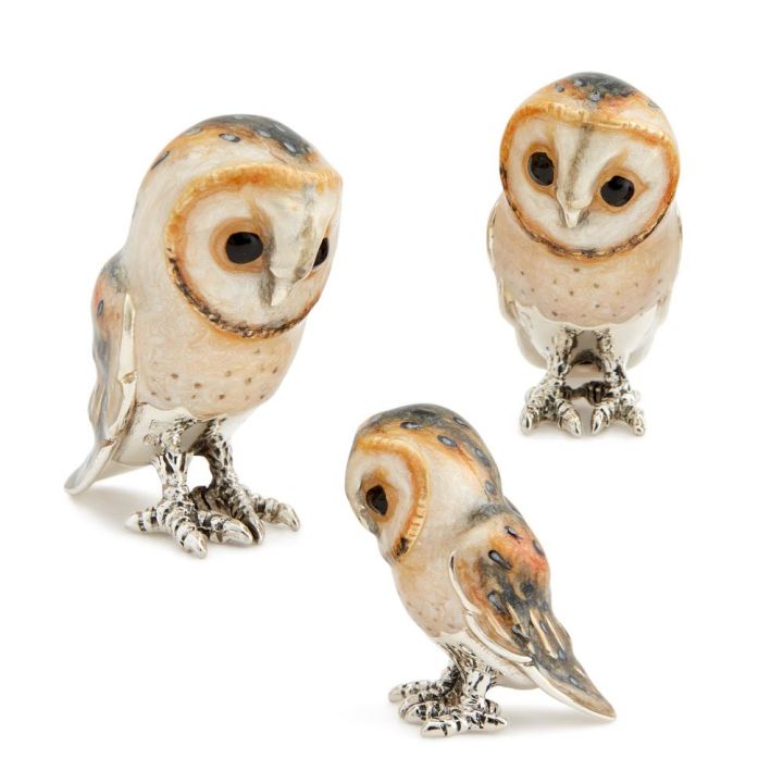 Saturno Sterling Silver Enamel Medium Barn Owl