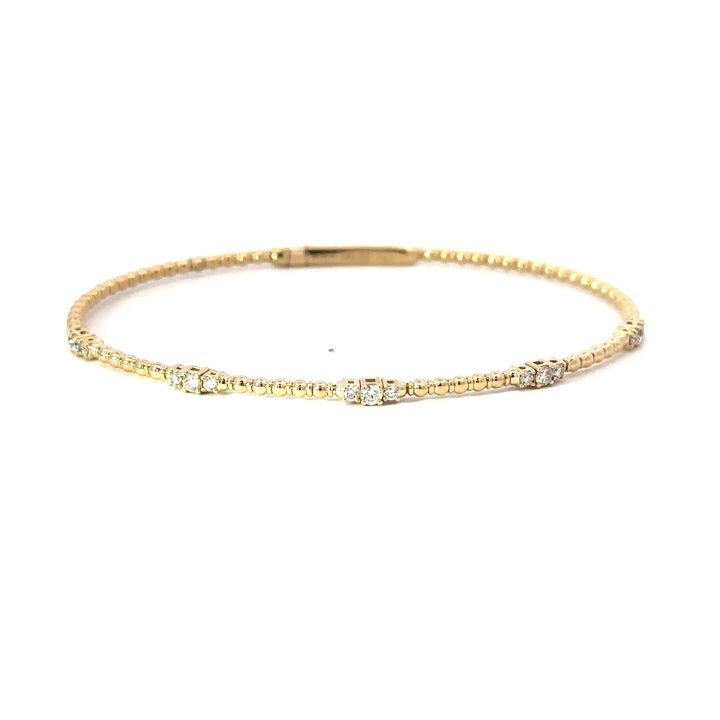 14ct Yellow Gold Fifteen Stone Diamond Flexible Bangle