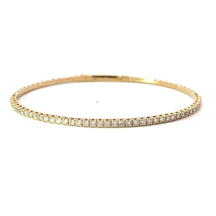 14ct Yellow Gold Flexible Diamond Set Bangle