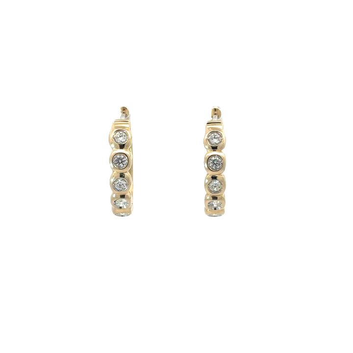 14ct Yellow Gold Five Stone Diamond Hoop Earrings