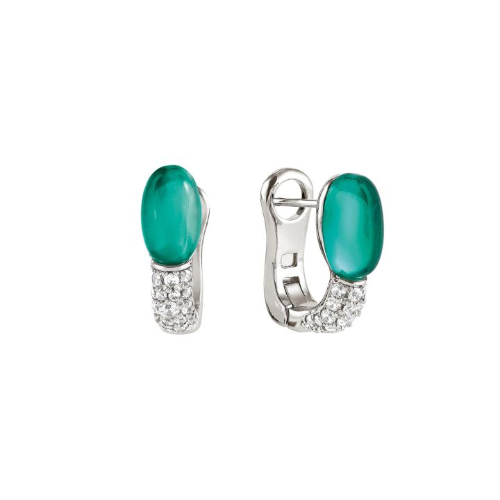 Nomination Silver My Raindance Green Stone Earrings