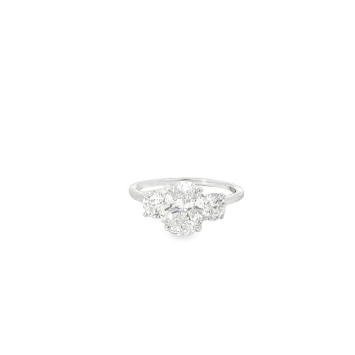 Platinum 2.29ct Oval & Round Brilliat Cut Lab Grown Diamond Ring