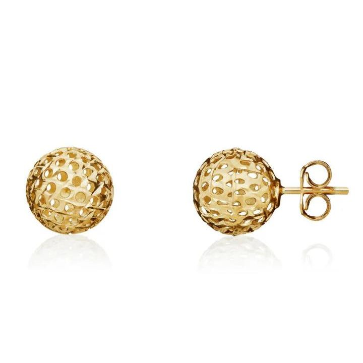 9ct Yellow Gold Pierced Ball Stud Earrings