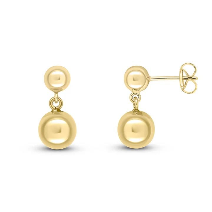 9ct Yellow Gold Double Ball Drop Earrings