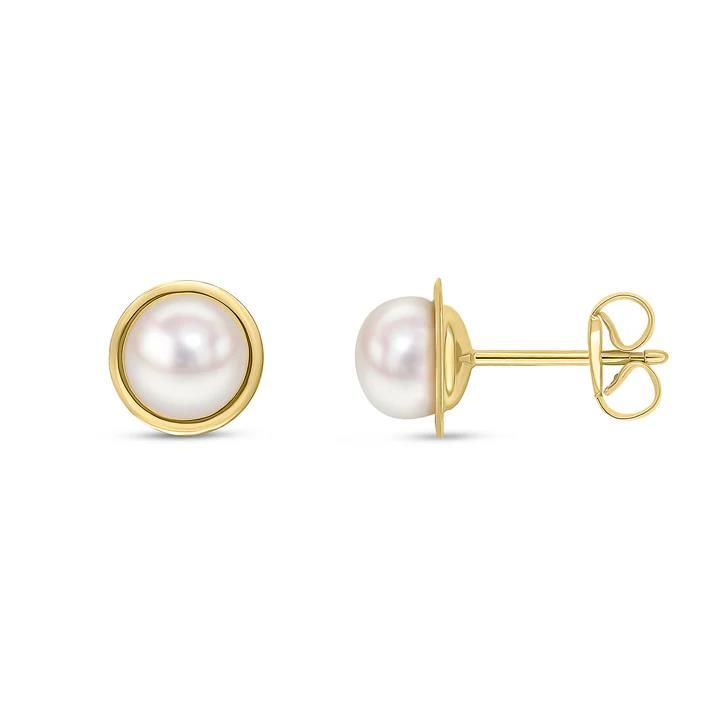 9ct Yellow Gold Freshwater Pearl Surround Earrings