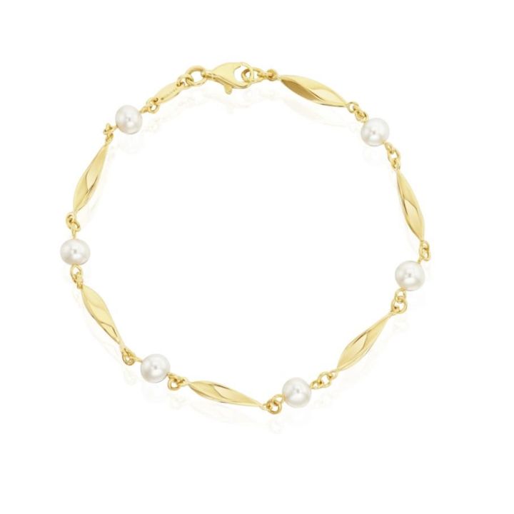 9ct Yellow Gold Freshwater Pearl Bar Bracelet