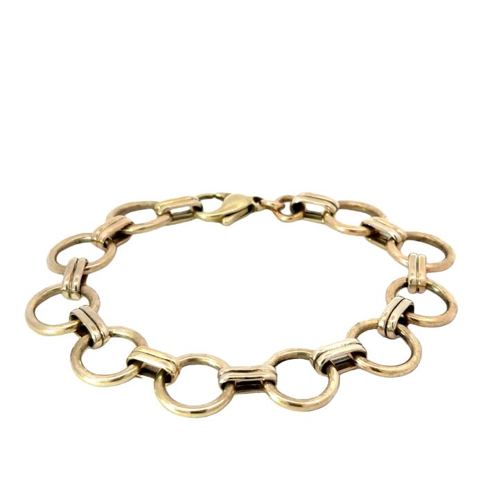 Pre Owned 9ct Yellow Gold Open Circle Link Bracelet