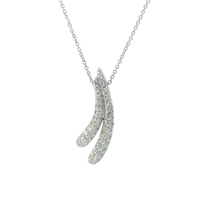 18ct White Gold Pave Diamond Set Curved Pendant