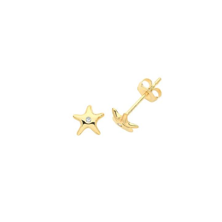 9ct Yellow Gold Starfish Stud Earrings