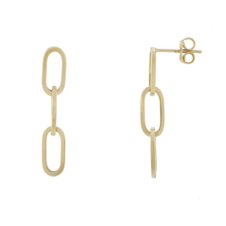 9ct Yellow Gold Chain Link Drop Earrings