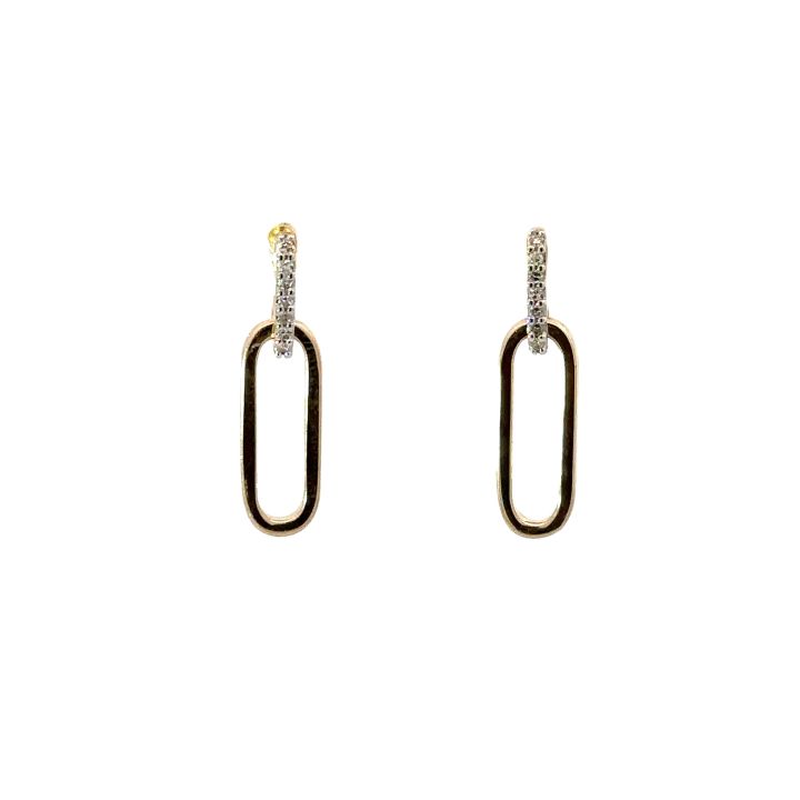 9ct Yellow Gold Paperlink Diamond Earrings