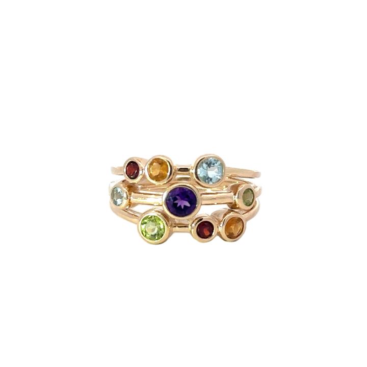 9ct Yellow Gold Multi Gemstone Scatter Ring