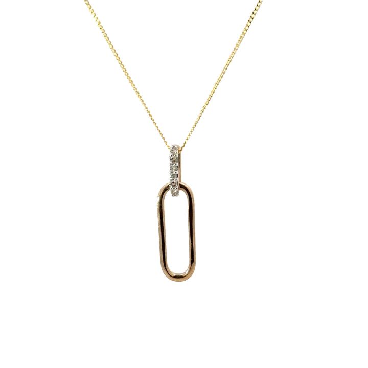 9ct Yellow Gold Paperlink Diamond Pendant