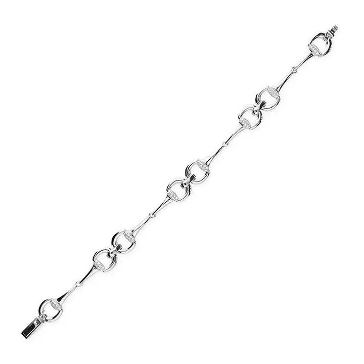 Silver Cubic Zirconia Horseshoe Link Bracelet