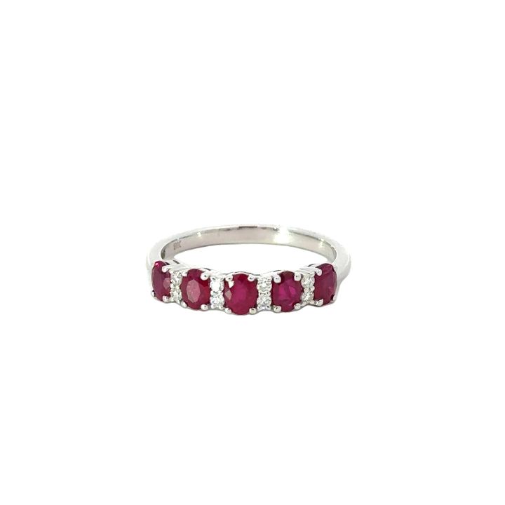 9ct White Gold Oval Ruby & Diamond Ring