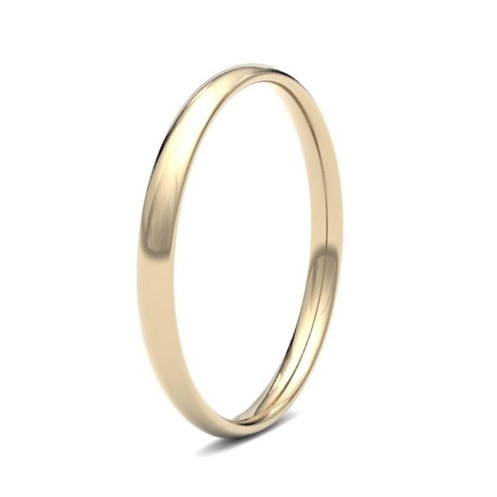 9ct Yellow Gold Ladies 2mm Court Wedding Ring