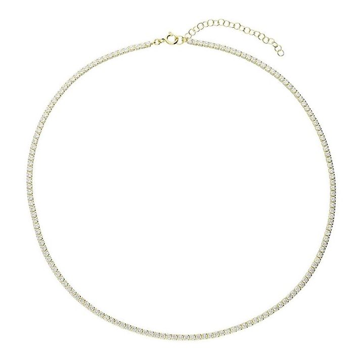 Yellow Gold Plated Cubic Zirconia Tennis Necklace