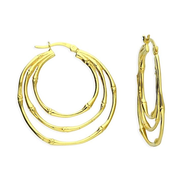 Yellow 30mm Bamboo Style Hoop Earrings