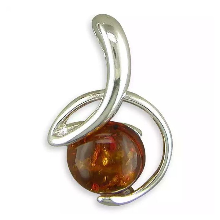 Silver Amber Swirl Pendant