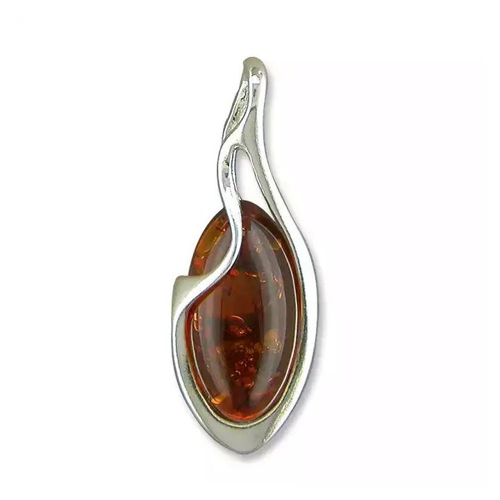 Silver Amber Zig Zag Pendant