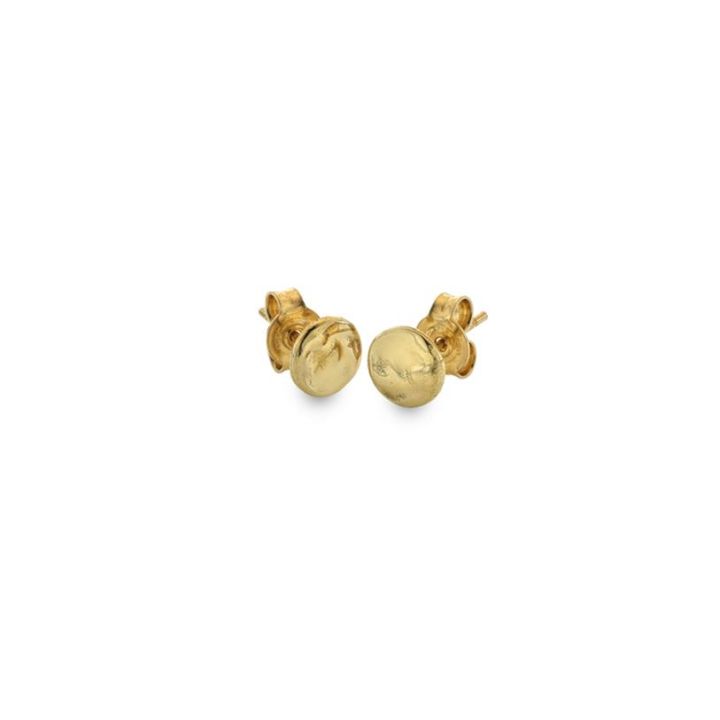 9ct Yellow Gold Textured Disc Stud Earrings