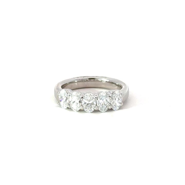 Platinum 1.50ct Lab Grown Oval Diamond Five Stone Ring