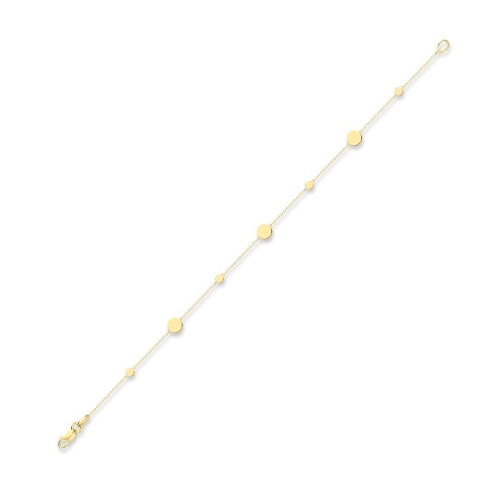 9ct Yellow Gold Disc Station Bracelet