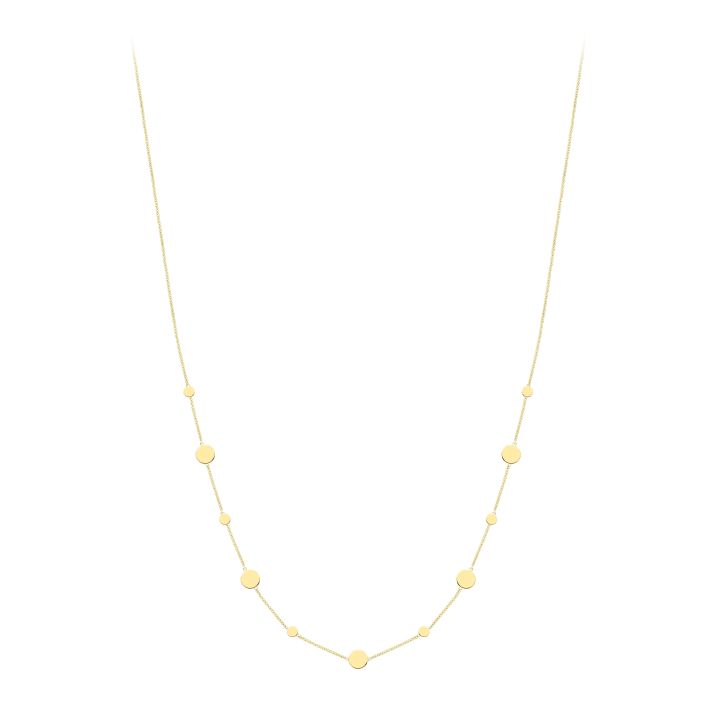 9ct Yellow Gold Disc Station Necklace