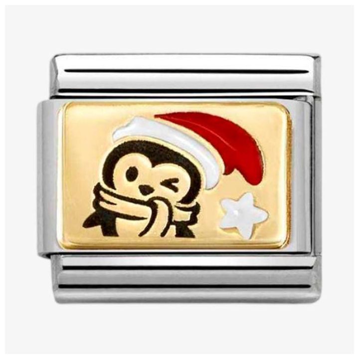 Nomination Classic Gold Christmas Penguin Charm