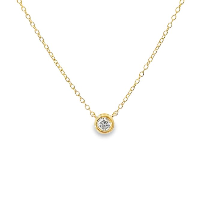 9ct Yellow Gold 0.10ct Rub Over Set Diamond Pendant