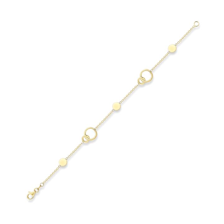 9ct Yellow Gold Open Circle Station Bracelet