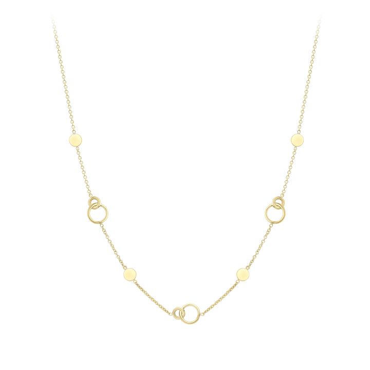 9ct Yellow Gold Open Circle Station Necklace