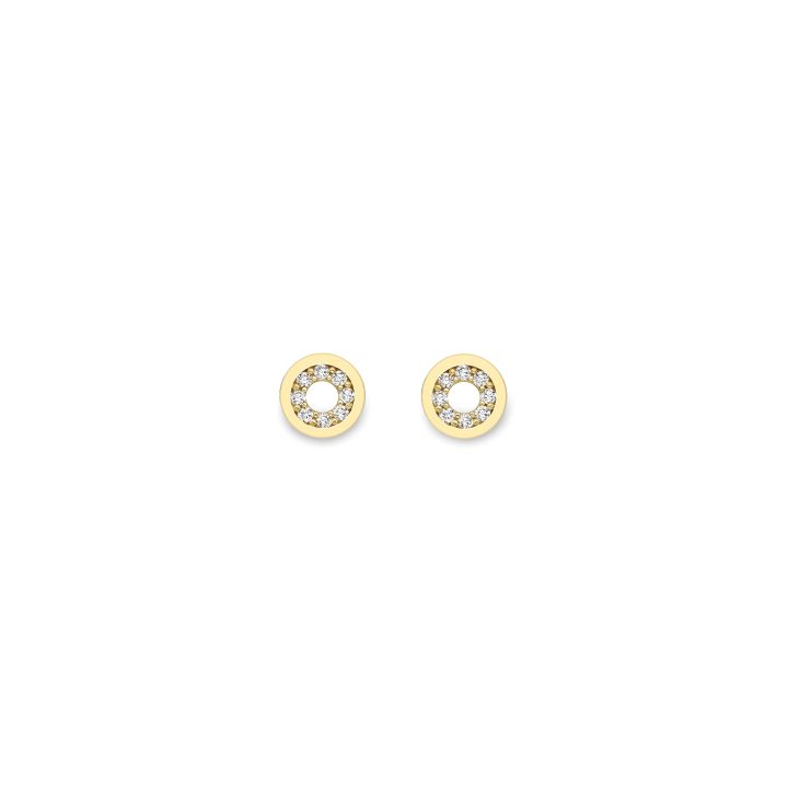 9ct Yellow Gold Cubic Zirconia Circle Stud Earrings