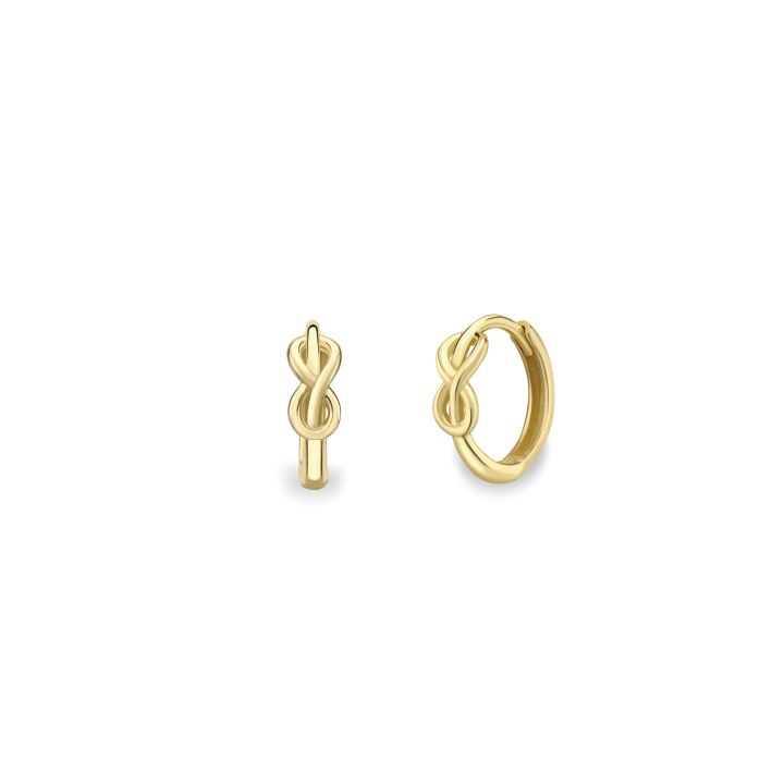 9ct Yellow Gold Infinity Huggie Earrings