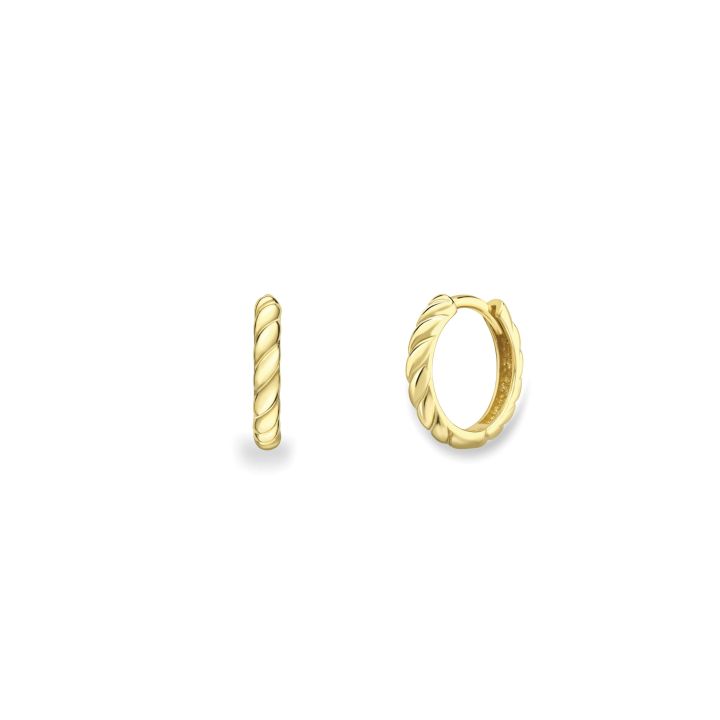 9ct Yellow Gold Twist Huggie Earrings